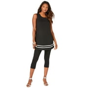 Roaman's Women's Plus Size Striped Ultimate Capri Set