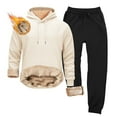 thumbnail image 4 of Aihuaihua Mens Sweatsuit Sets Sherpa Lined 2 Piece Super Warm Hooded Sweatshirts and Jogger Sweatpants Winter Thermal Tracksuits Beige M, 4 of 4