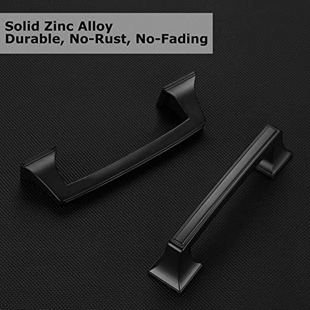 Goldenwarm 10 Pack 3inch Black Drawer Pulls Brushed Gold Cabinet Pulls, Matte Black Cabinet Handles Brass Drawer Pulls Vintage, Square Dresser Handles Solid Kitchen Cabinet Handles