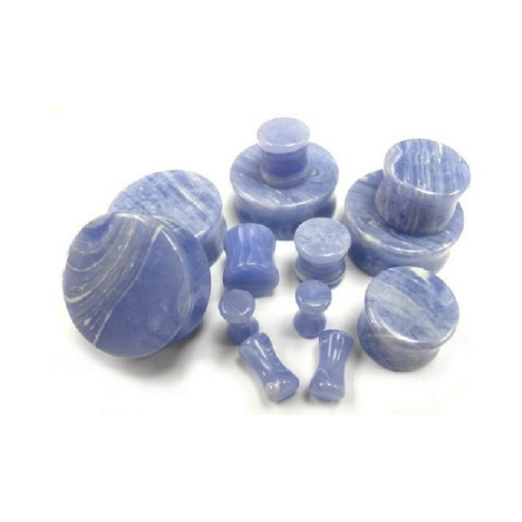 Blue Line Stone Organic Double-Sided Flare Gauges/Plugs/Tunnels 7/16" (11mm) 2 Piece (1 Pair) (B/4/1/4)