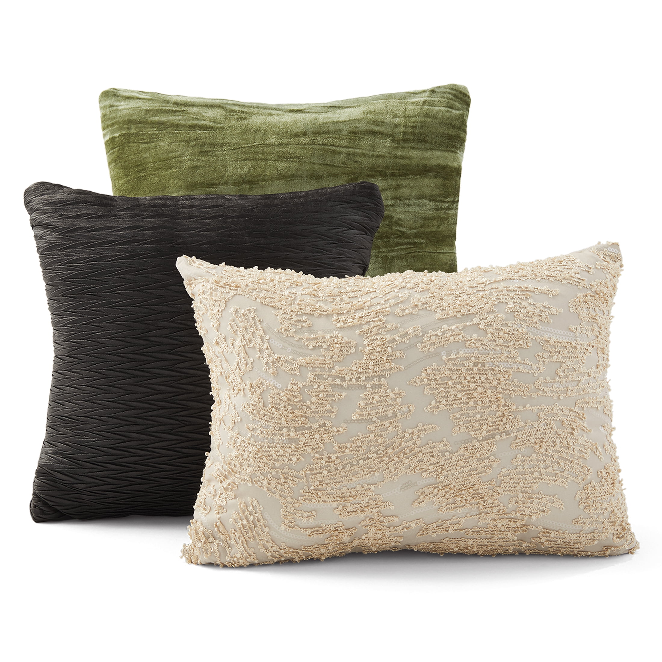 Mainstays Crinkle 7-Piece Green Textured Polyester Comforter Set, King