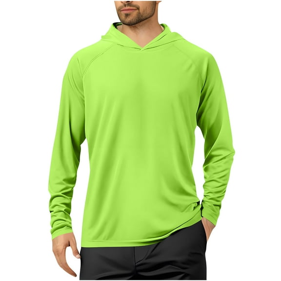Jamicy Men's Long Sleeve Hooded Shirts Upf 50  Uv Sun Protection Breathable Quick-Dry Moisture-Wicking Athletic Shirts for Hiking Running Workout Rash Guard