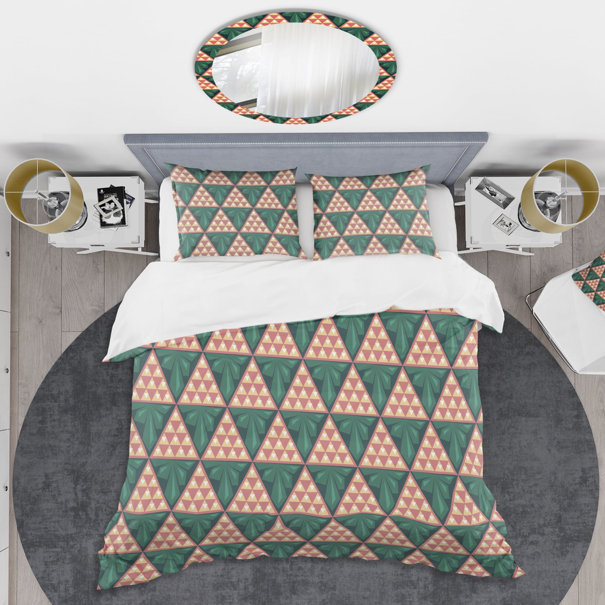 Designart 'Abstract Geometric Retro II' Mid-Century Modern Duvet Cover Set