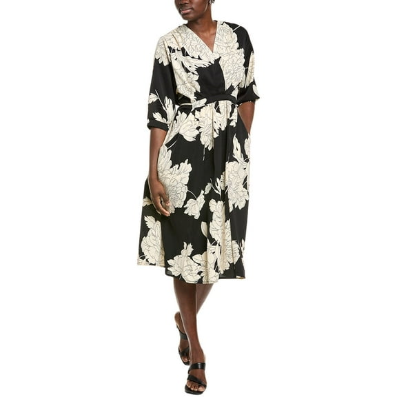 IPPONELLI womens  Tie-Waist Midi Dress, S/M, Black