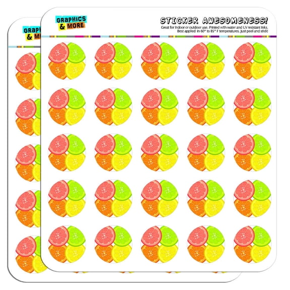 Citrus Lime Grapefruit Lemon Orange 1" Scrapbooking Crafting Stickers