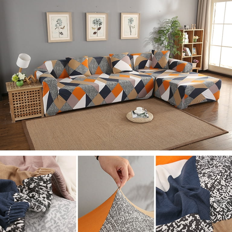 Sofa Cover Elastic Straps for Dogs Cats 3 Seater and 4 Seater,Elastic Couch  Covers for Sofas Sectional, Living Room Solid Color Sofa Cover Stretch