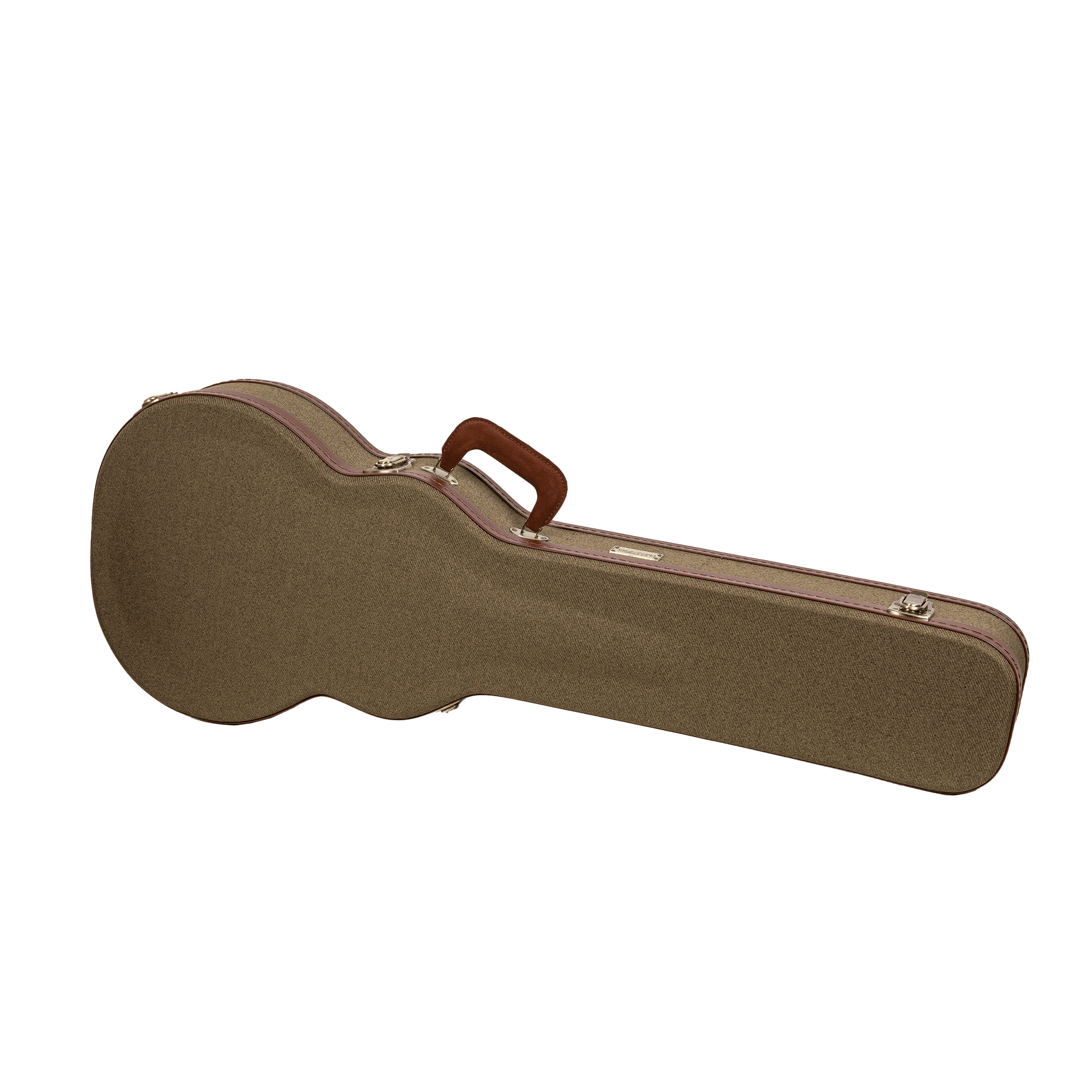 Crossrock Master Series - Wooden Les Paul Electric Guitar Case - Security Lock, Genuine Leather Handle, Reinforced Hardware, Metal Feet, Storage Space- Olive Green Tweed