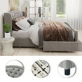thumbnail image 4 of Bonzy Home King Size Bed Frame with Storage Velvet Upholstered Sleigh Bed with Headboard Button Tufted Easy Assembly Gray, 4 of 8