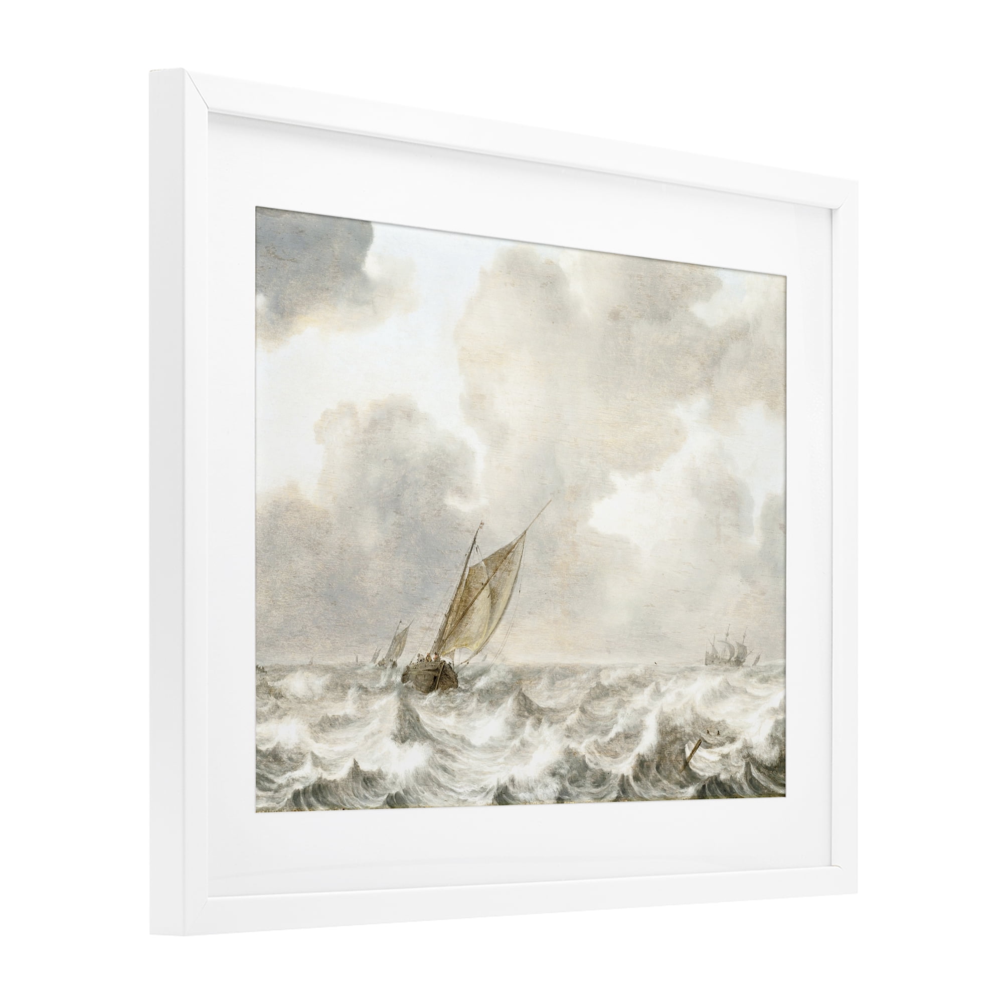 Stupell Industries Vintage Stormy Seas White Framed Print Under Glass, design by Leah Straatsma