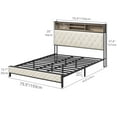 thumbnail image 6 of Dextrus King Size Bed Frame with Storage Headboard and Charging Station, No Box Spring Required, Beige, 6 of 7