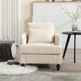 thumbnail image 3 of Oversized Living Room Chair, Mid-Century Modern Sofa Chair with Thick Seat Cushion and Deep Seat, Accent Arm Chair Lounge Chair for Home, Office, 250LBS Weight Capacity, Beige, 3 of 9