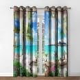 thumbnail image 2 of Sunlight Beach Blackout Curtains - Tropical Ocean Sea Island Palm Tree Summer Nature Scape Print Decor Home Apartment Bedroom Living Room Grommet Window Drapes 2 Panels Set,42"x 63", 2 of 6