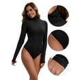 thumbnail image 3 of Unique Bargains Women's High Neck Tops Slim Fit Bodysuit Jumpsuit S Black, 3 of 6