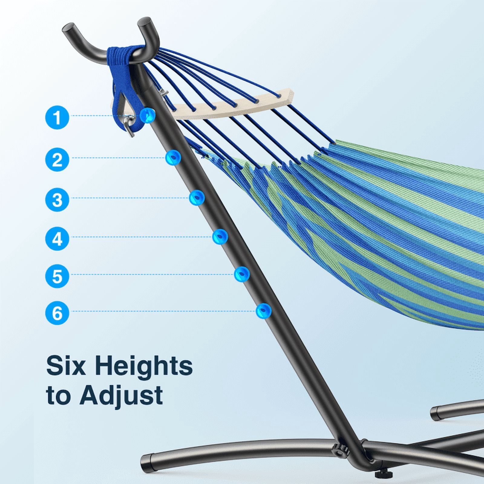 KEESTP Comfortable 2 Person Hammock with Stand,Ease of Assembly Portable Brazilian Hammock,450lb Capacity - Wideblue