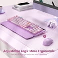 thumbnail image 5 of Wireless Keyboard and Mouse Combo, Retro Round Keycaps, Full Size with Detachable Wrist Rest, 2.4G for PC Mac Windows, Purple, 5 of 8