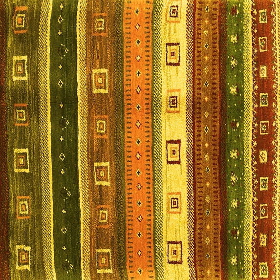 Ahgly Company Indoor Square Abstract Yellow Contemporary Area Rugs, 6' Square