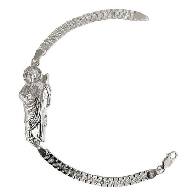 JOYARIS Pulsera Rolex Chica San Judas Esclava Plata Solida Ley 925 Talla Largo/Ancho: 19 cm x 4 mm PT-0000549