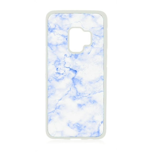 Blue and White Samsung Galaxy s9 Marble Case - s9 Marble Phone Case White Rubber Case for the Samsung Galaxy s9 - Samsung Galaxy s9 Accessories