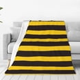 thumbnail image 1 of Fotbe Bee Stripe Manta de Franela Acolchonada con Estampado, Súper Suave y Esponjosa, Extra Grande para Sofá, Cama, Uso Todo el Año-80"x60", 1 of 7