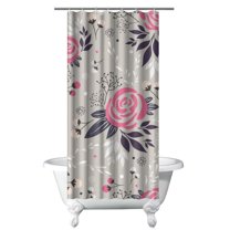 Waterproof Pioneer Shower Curtain 36x72 Inch Polyester Unique Colorful Floral Shower Curtain for Bathroom Hotel Home Decor with 7 Plastic Hooks