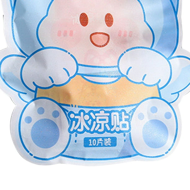 Tiras refrescantes para la frente, 10 hojas de gel refrescante, almohadillas de gel refrescante, parche refrescante, apariencia llamativa