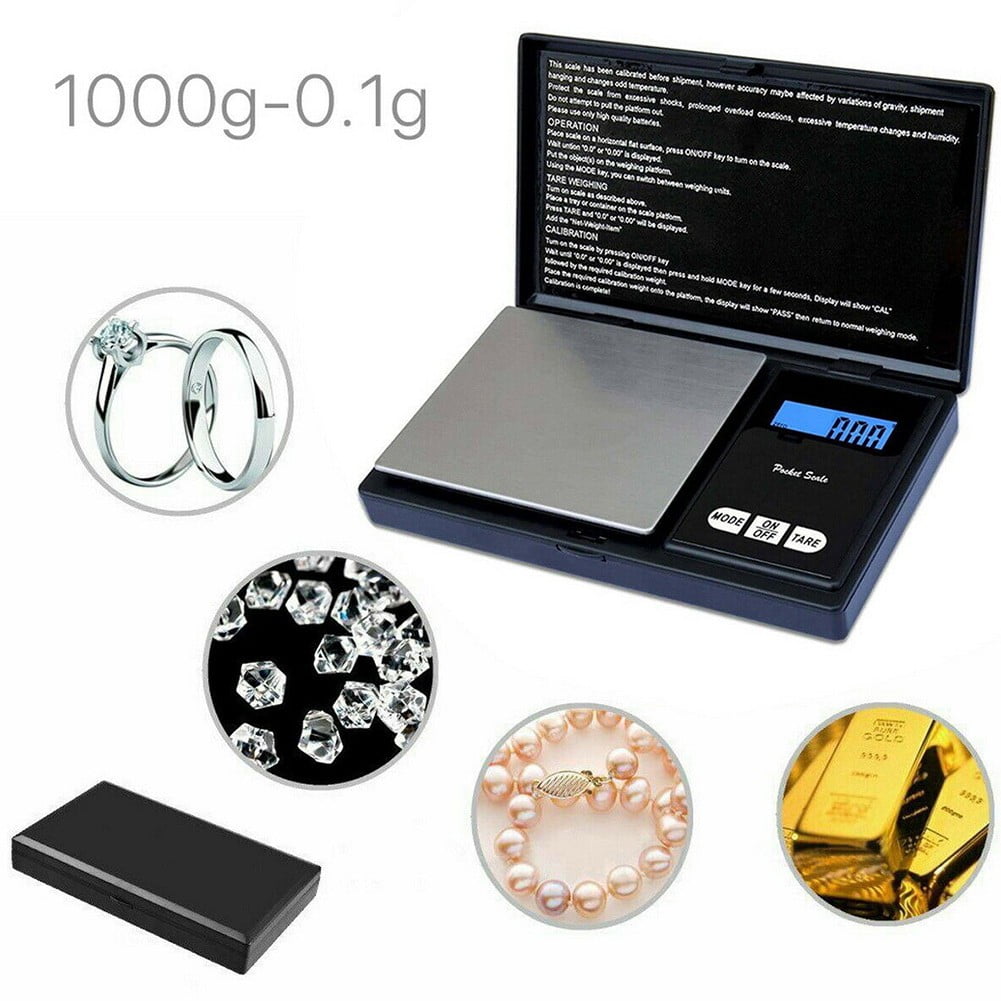Pocket Digital Scale 1000g x 0.1g Jewelry Gold Silver Coin Gram Herb Grain Scale 