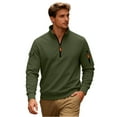 thumbnail image 2 of Men's Fleece Round Neck Pullover, Solid Color Hoodie Fleece Jacket for Winter, Outdoor Activities, Camping and Cold Weather Protection,Army Green,L, 2 of 6