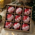 thumbnail image 4 of QISIWOLE 9 Piece Assorted Christmas Bauble Box Set, Red & White Special Shape Ornaments, 3.15 x 3.15 in Plastic Baubles, for Christmas Tree and Holiday Decor, 4 of 5