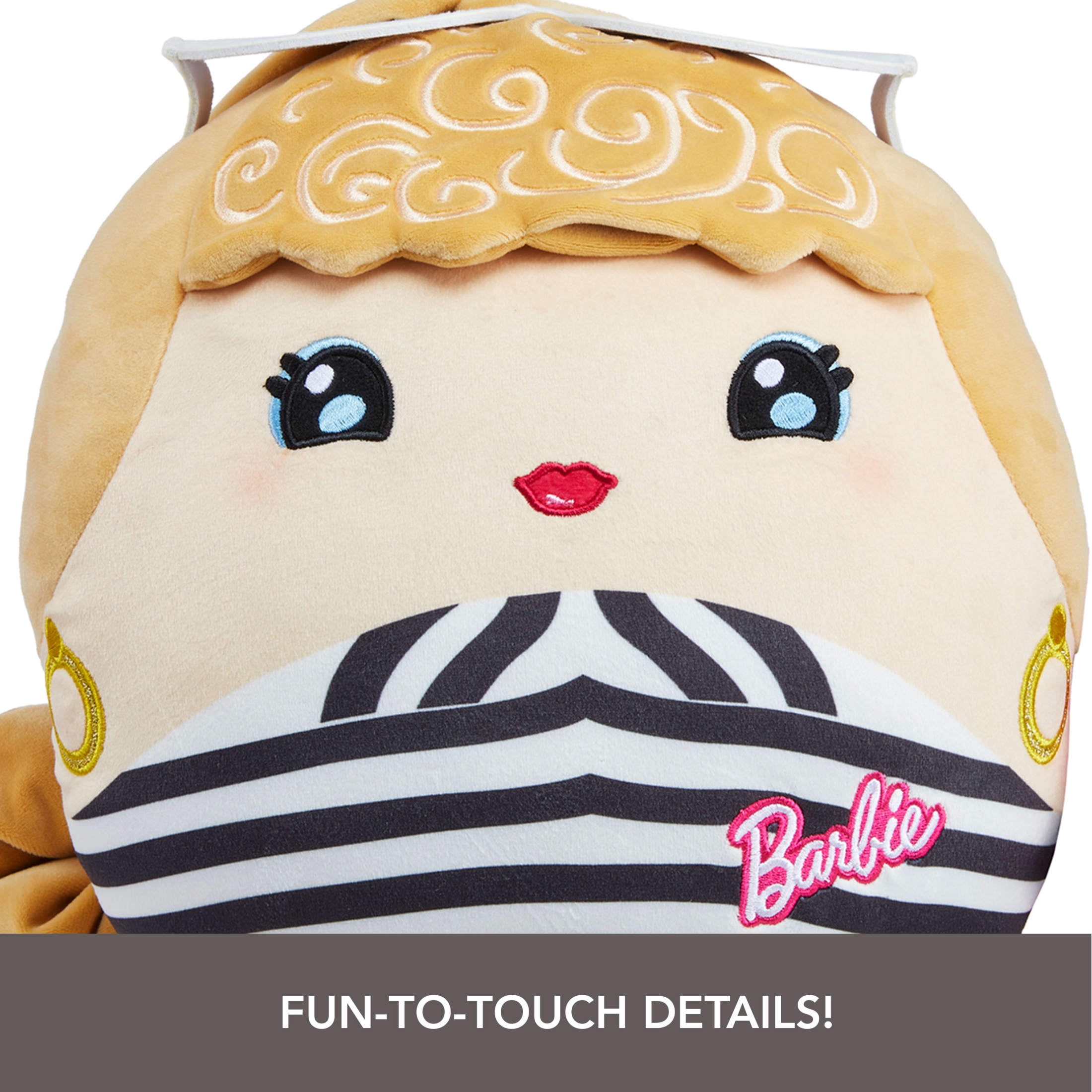 Barbie Cuutopia Plush, 10-inch Soft Pillow Doll with Chevron Swimsuit & Felt Sunglasses, Collectible Toy