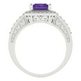 thumbnail image 4 of 2.78 ct Emerald Cut Natural Amethyst with Simulated Diamond Halo Accents 18K White Gold Womens Engagement Ring, 4 of 6
