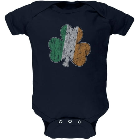St. Patricks Day - Shamrock Flag Navy Soft Baby One Piece
