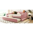 thumbnail image 3 of Upholstered Daybed With And Trundle In Pink - Relaxing Bedroom Option Full Size Led Create Romantic Atmosphere, 3 of 7