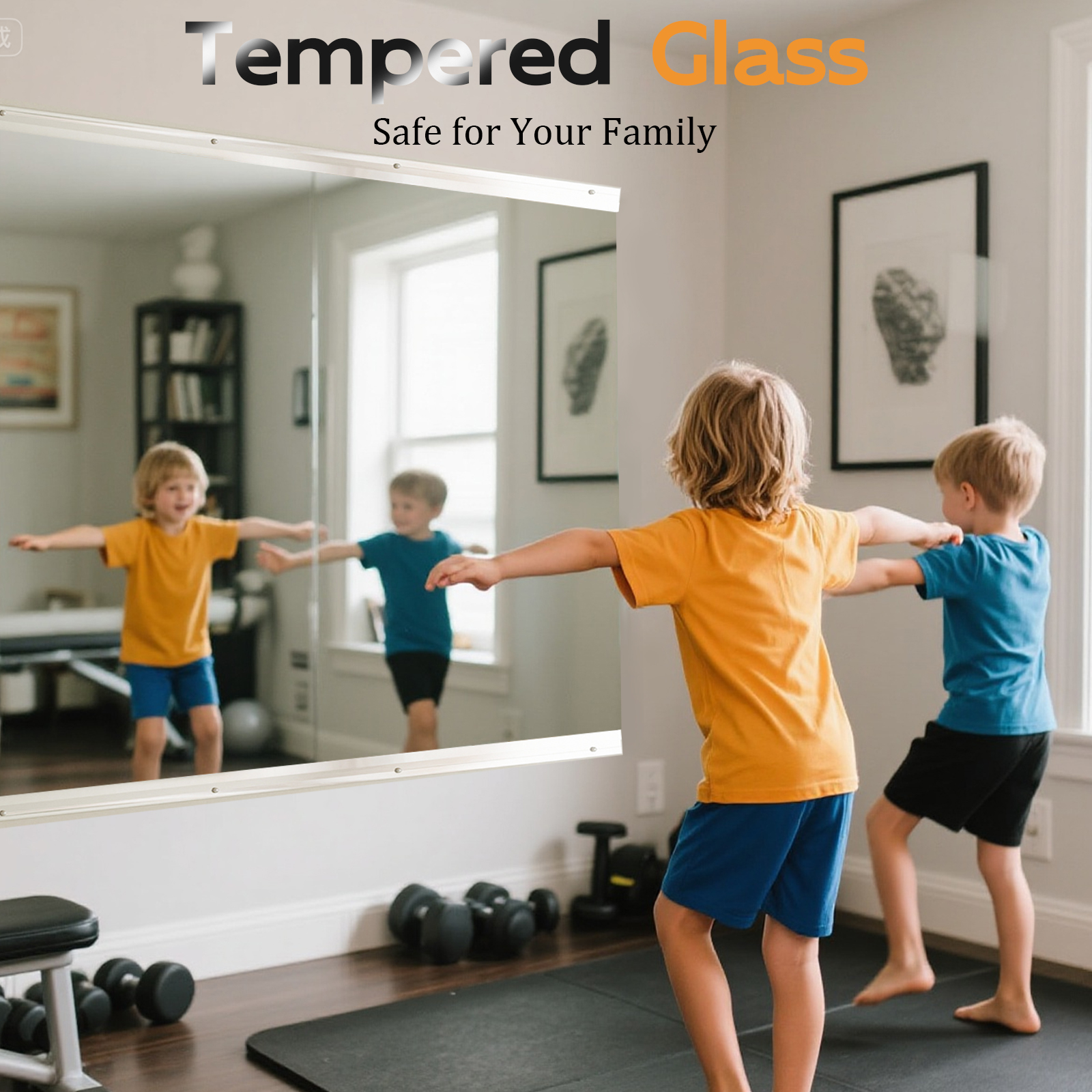 BEAUTYPEAK 55"x 28"-2PCS Home Gym Frameless Mirror Full Length Tempered Glass Wall Mirror