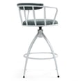 thumbnail image 6 of 26'' Blue Swivel Counter Height Bar Stool Set of 2, Modern Industrial Fabric Seat &amp; Metal Frame Bar Chairs for Kitchen Island, Dining Room, Home Bar, Ergonomic Comfort, 6 of 10