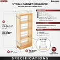 thumbnail image 3 of Rev-A-Shelf 448-WC-5C 5-Inch Wood Pull Out Wall Cabinet Organizer, Maple, 3 of 13
