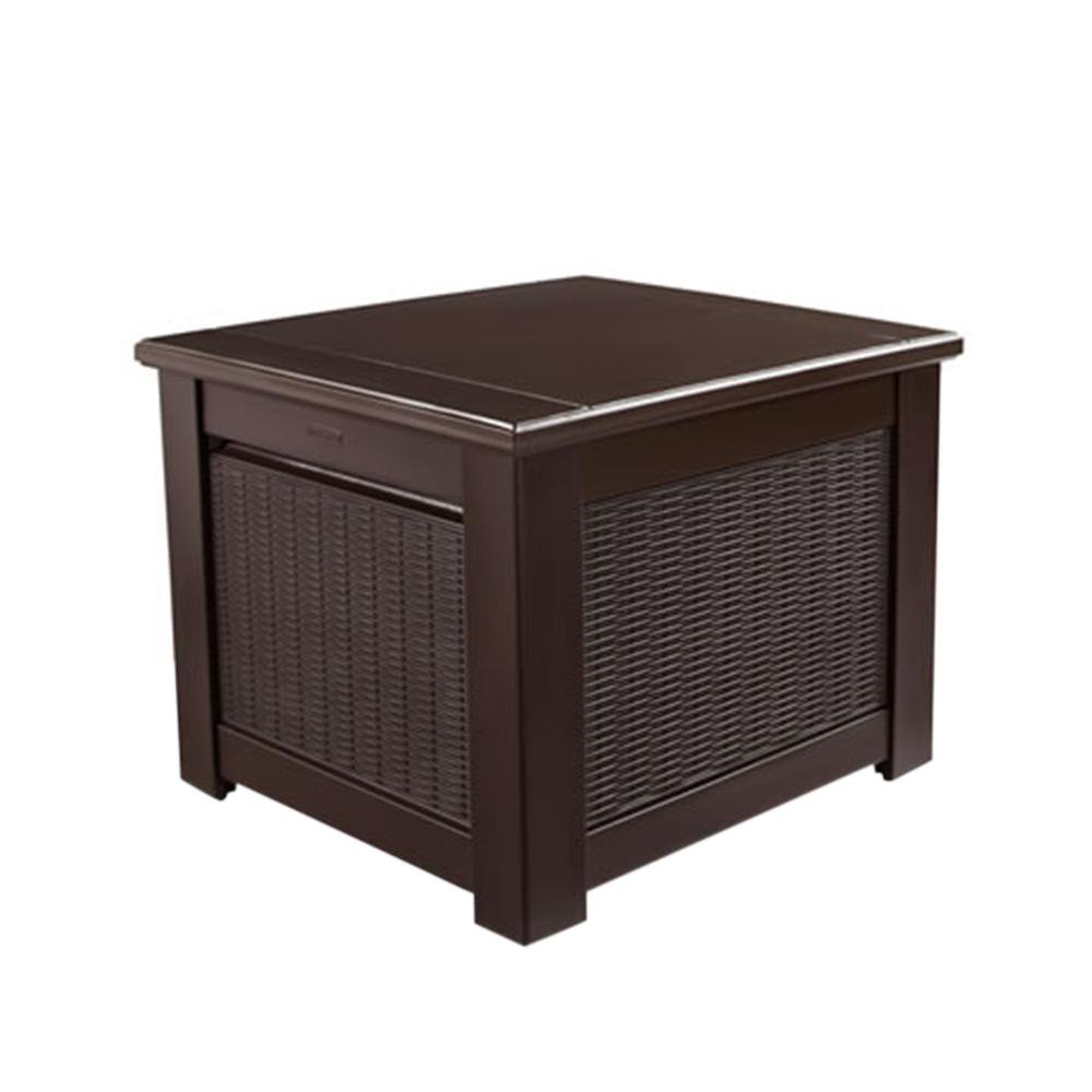 Rubbermaid Rattan Deck Box, Cube, Black Oak, 56 Gal