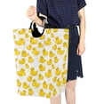 thumbnail image 4 of Yayeee Freestanding Laundry Hamper with Handle Collapsible Large Storage Basket for Clothes, Yellow Rubber Ducks, 4 of 7