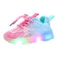 thumbnail image 5 of Kids Sneakers Fashion Splice Mesh Light up Shoes for Boys Girls Adjustable Strappy Comfy Thick Soft Sole Breathable Athletic Running Shoes Pink 10.5 Little Kid, 5 of 5