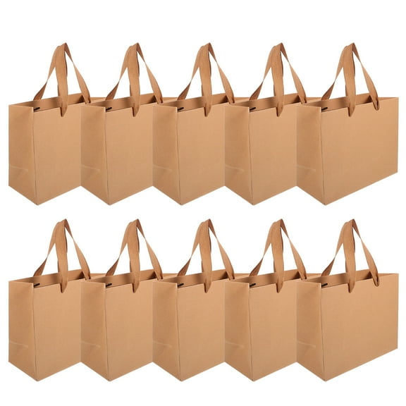 HEANUJJ 10Pcs Small Light Brown Paper Bags with Handles Ideal for Birthday Party Supplies