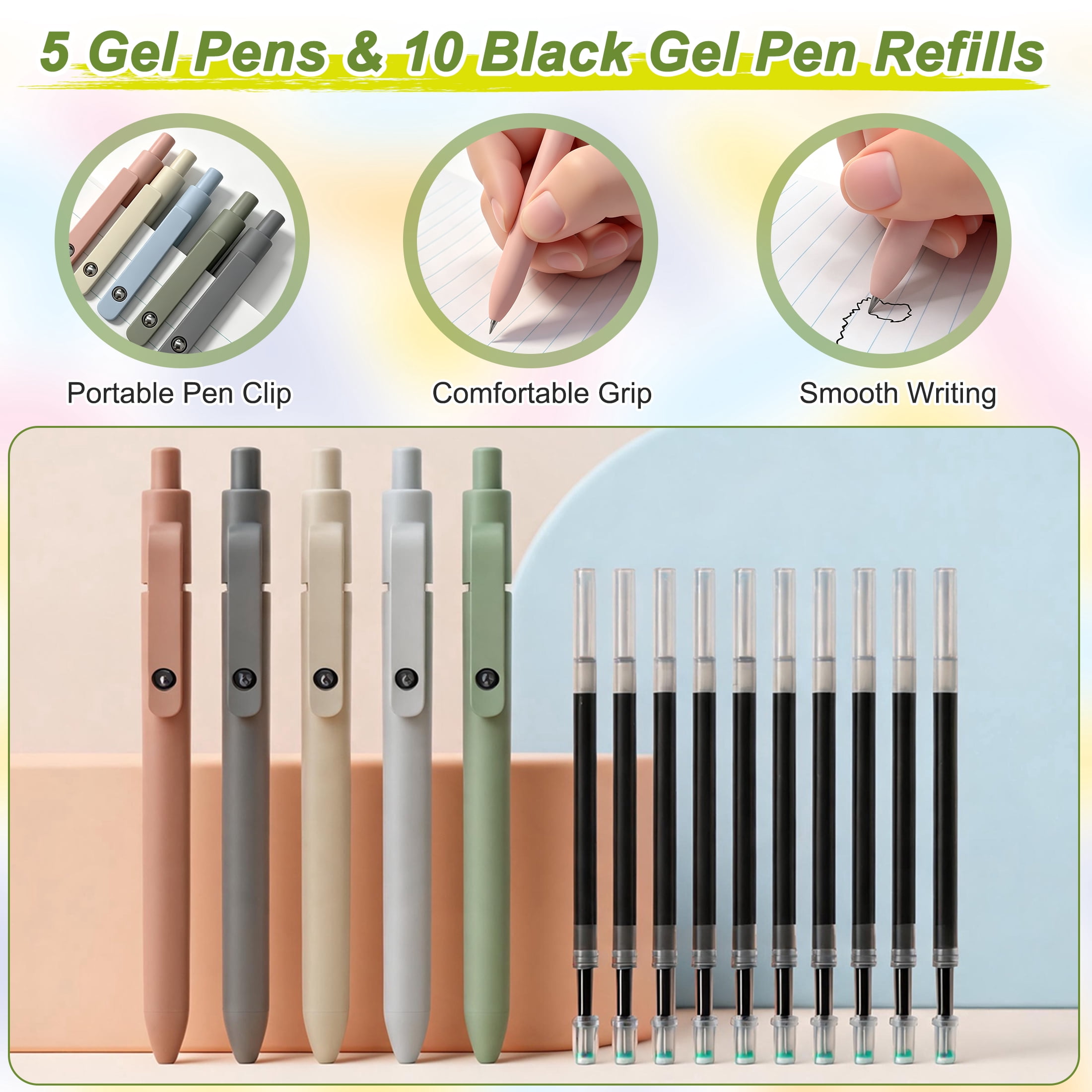 GARITIN 52 Pcs Aesthetic Stationery Set, Morandi Pastel School Supplies Kit with Pencil Case, Gel Pens, Pastel Highlighters, Mechanical Pencils, Sticky Notes for Teen Girls School Journal Gift