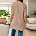thumbnail image 4 of Womens Summer Tops Pleated Longline Short Sleeve V Neck T Shirts Dress Casual Workout Tunic Blouses Spring Tunic Tops, 4 of 7