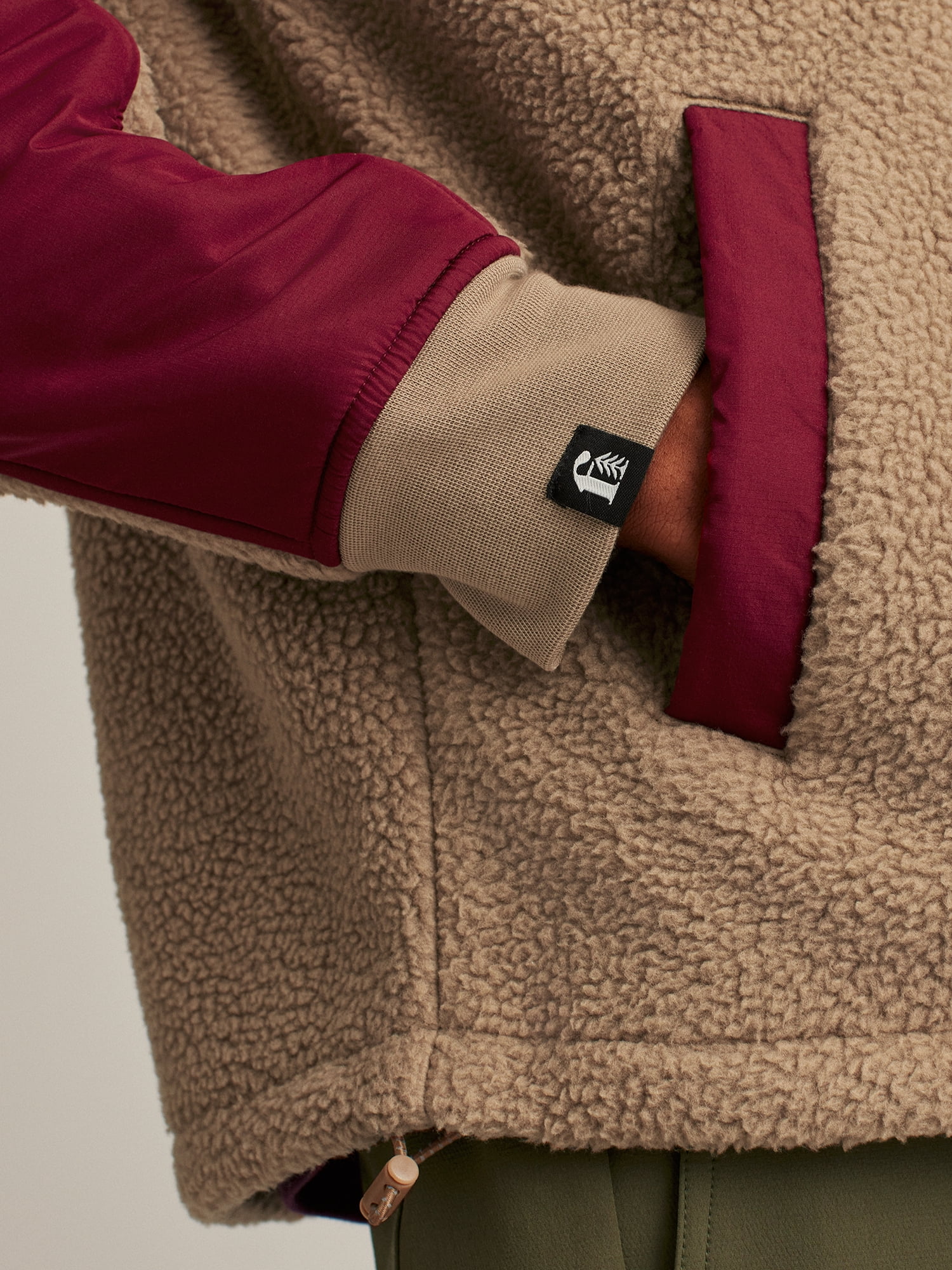 Bonobos Fielder Men's and Big Men's Mixed Media Sherpa Fleece Anorak, Up to Size 3XL