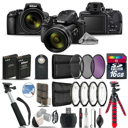 Nikon COOLPIX P900 Digital Camera + Spider Tripod + Monopad + EXT BAT - 16GB