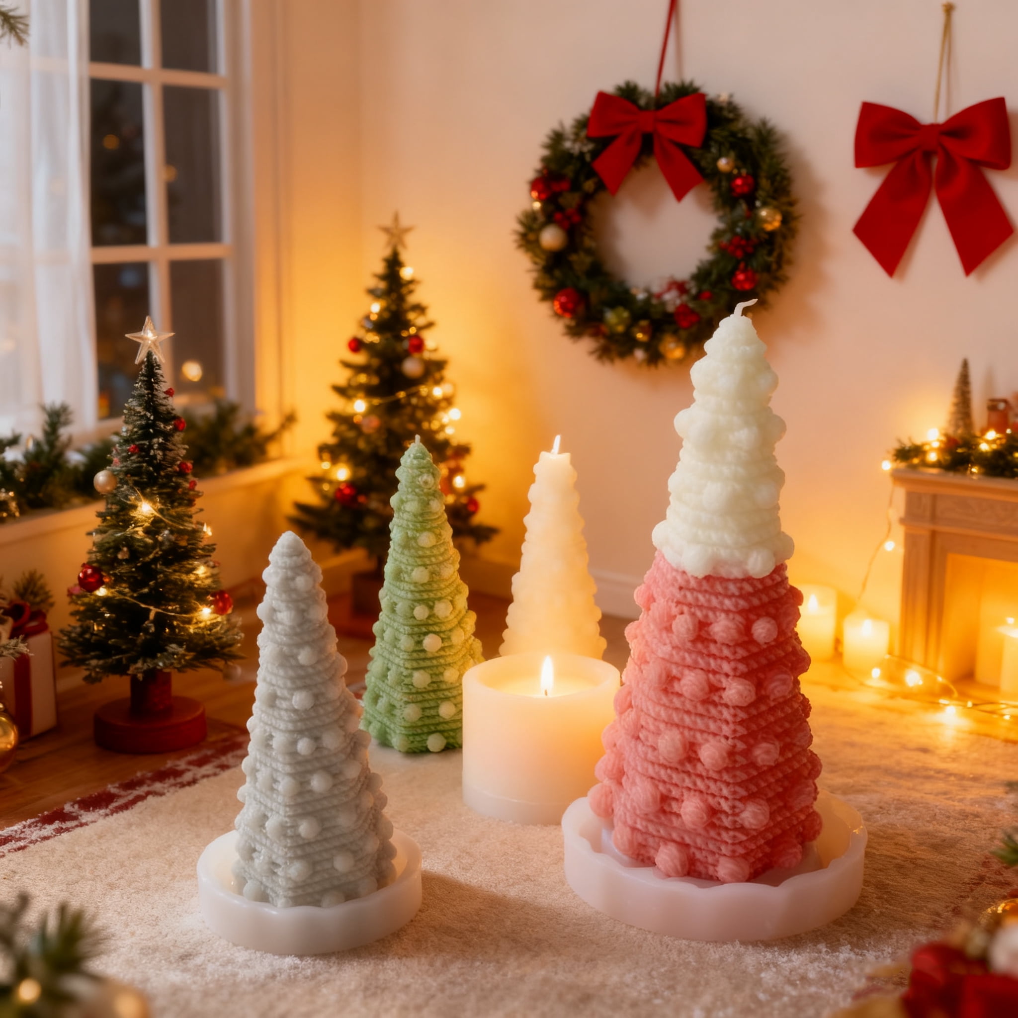 JDH Christmas Mold 3D Christmas Tree Silicone Aromatherapy Candle Mold for Candle Making, Xmas Pine Tree Silicone Soap Molds DIY Cake Decorating Candle Making Supplies