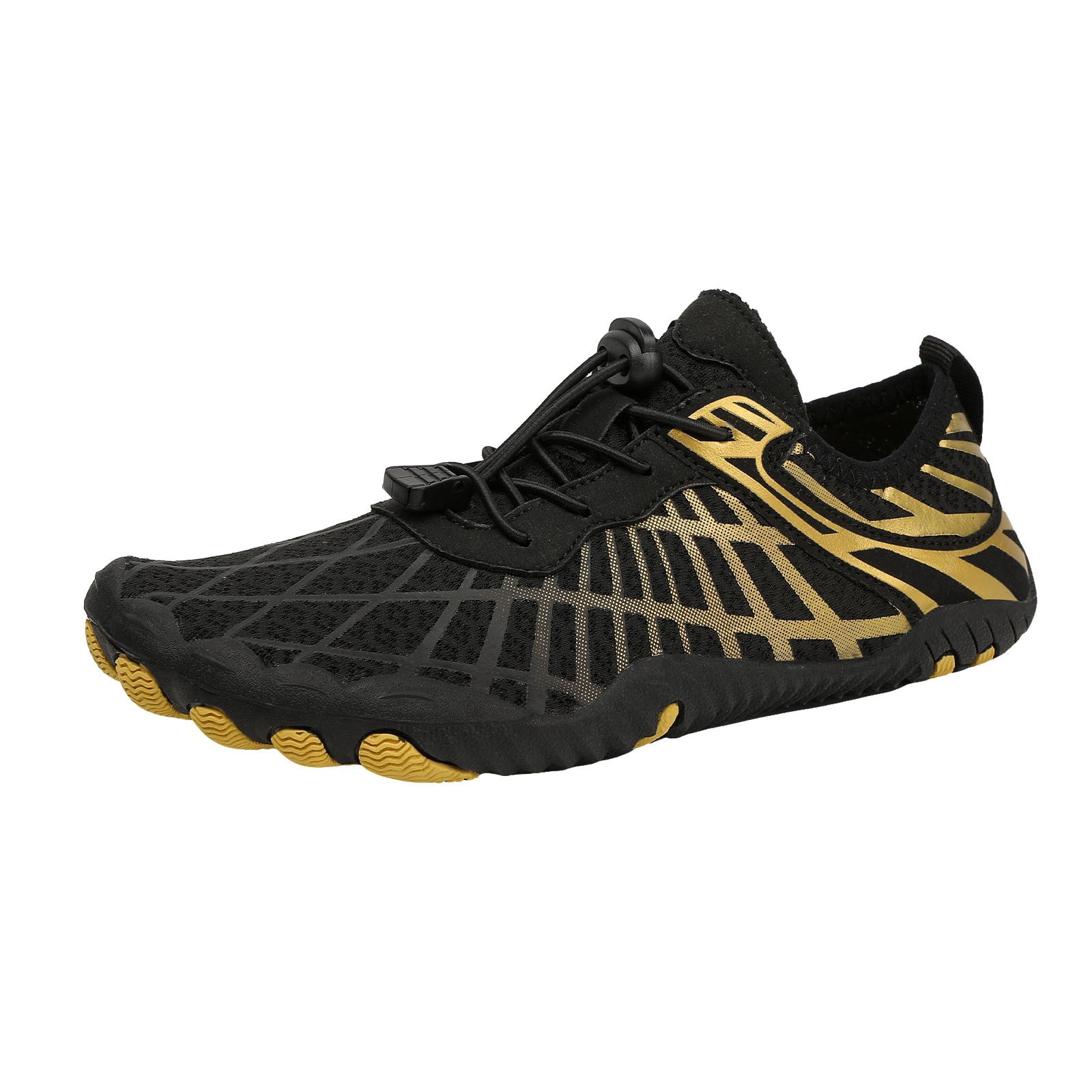 Dakaela Hike Barefoot Shoes Athletic Hiking Minimalist Water Sneakers Wide Toe Box Running Shoe Gold 6.5