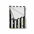 thumbnail image 2 of Striped Soft Flannel Fleece Blanket, Black and White Lines Background with Big and Small Stars Pattern Print, Cozy Plush for Indoor and Outdoor Use, 60" x 80", Black White and Yellow, by Ambesonne, 2 of 6