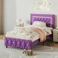 thumbnail image 7 of 4 EVER WINNER Twin Bed Frame, Upholstered Platform Bed Frame with Headboard and Footboard, Twin Size Bed Frame, Diamond Headboard and Footboard Design, Purple, 7 of 7