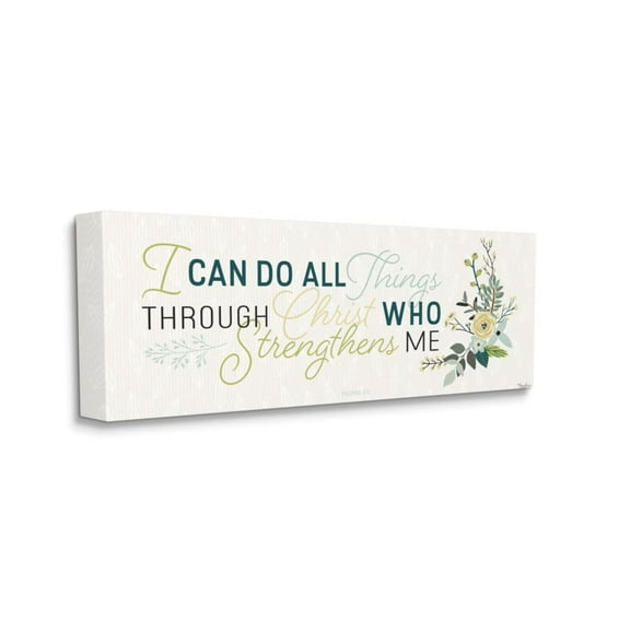 Stupell Industries He Strengthens Me Faith Based Inspirational Quote Design by Gigi Louise, 13" x 30"
