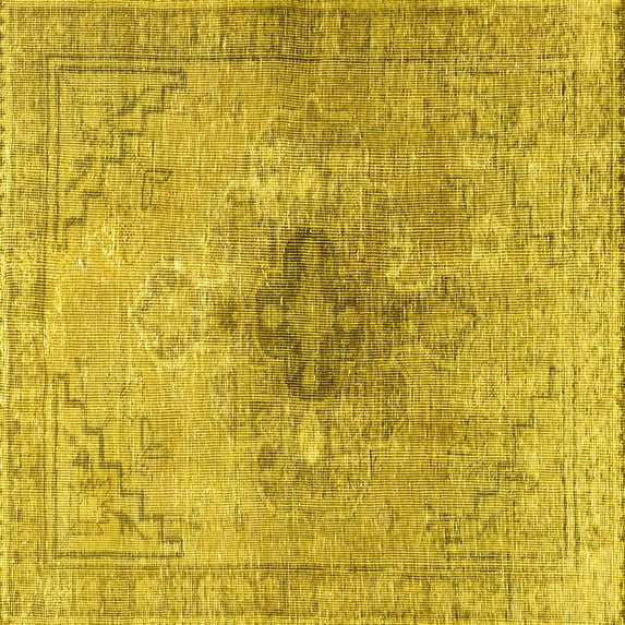 Ahgly Company Machine Washable Indoor Square Persian Yellow Traditional Area Rugs, 6' Square