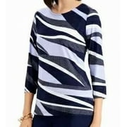 JM Collection Women's Abstract Print Top Navy Size X-Large